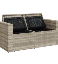 Gartensofa mit Kissen 2-Sitzer Hellgrau Poly Rattan