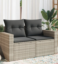 Gartensofa mit Kissen 2-Sitzer Hellgrau Poly Rattan