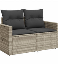 Gartensofa mit Kissen 2-Sitzer Hellgrau Poly Rattan