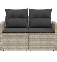 Gartensofa mit Kissen 2-Sitzer Hellgrau Poly Rattan