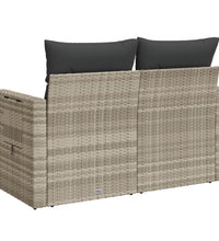 Gartensofa mit Kissen 2-Sitzer Hellgrau Poly Rattan