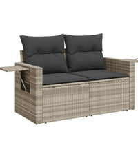 Gartensofa mit Kissen 2-Sitzer Hellgrau Poly Rattan