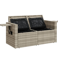 Gartensofa mit Kissen 2-Sitzer Hellgrau Poly Rattan