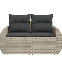 Gartensofa mit Kissen 2-Sitzer Hellgrau Poly Rattan