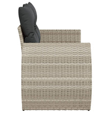 Gartensofa mit Kissen 2-Sitzer Hellgrau Poly Rattan