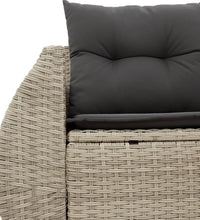 Gartensofa mit Kissen 2-Sitzer Hellgrau Poly Rattan