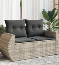 Gartensofa mit Kissen 2-Sitzer Hellgrau Poly Rattan