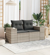 Gartensofa mit Kissen 2-Sitzer Hellgrau Poly Rattan