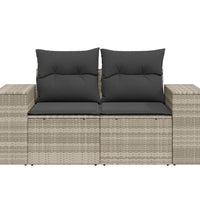 Gartensofa mit Kissen 2-Sitzer Hellgrau Poly Rattan