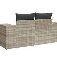 Gartensofa mit Kissen 2-Sitzer Hellgrau Poly Rattan