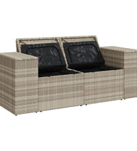 Gartensofa mit Kissen 2-Sitzer Hellgrau Poly Rattan