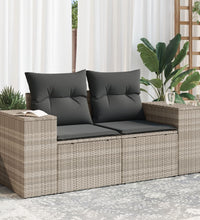 Gartensofa mit Kissen 2-Sitzer Hellgrau Poly Rattan