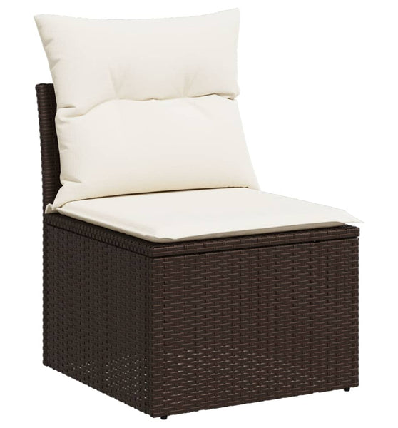 Gartensofa ohne Armlehnen mit Kissen Braun Poly Rattan