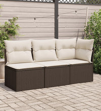 Gartensofa ohne Armlehnen mit Kissen Braun Poly Rattan