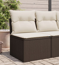 Gartensofa ohne Armlehnen mit Kissen Braun Poly Rattan