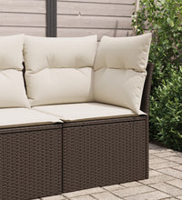 Garten-Ecksofa mit Kissen Braun Poly Rattan