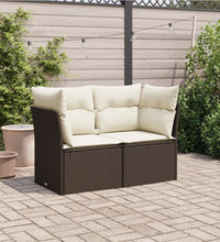 Gartensofa mit Kissen 2-Sitzer Braun Poly Rattan