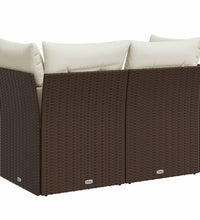 Gartensofa mit Kissen 2-Sitzer Braun Poly Rattan