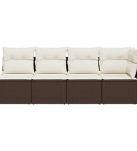 Gartensofa mit Kissen 4-Sitzer Braun Poly Rattan