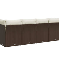 Gartensofa mit Kissen 4-Sitzer Braun Poly Rattan