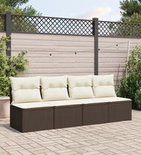 Gartensofa mit Kissen 4-Sitzer Braun Poly Rattan