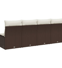 Gartensofa mit Kissen 4-Sitzer Braun Poly Rattan