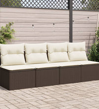 Gartensofa mit Kissen 4-Sitzer Braun Poly Rattan