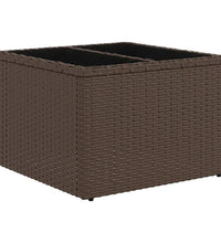 Gartentisch mit Glasplatte Braun 55x55x37 cm Poly Rattan