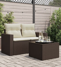 Gartentisch mit Glasplatte Braun 55x55x37 cm Poly Rattan