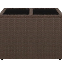 Gartentisch mit Glasplatte Braun 55x55x37 cm Poly Rattan