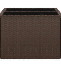 Gartentisch mit Glasplatte Braun 55x55x37 cm Poly Rattan