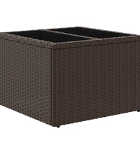 Gartentisch mit Glasplatte Braun 55x55x37 cm Poly Rattan