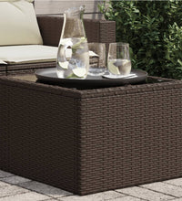 Gartentisch mit Glasplatte Braun 55x55x37 cm Poly Rattan