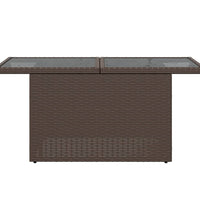 Gartentisch mit Glasplatte Braun 100x55x73 cm Poly Rattan