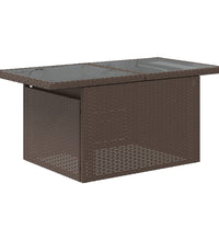 Gartentisch mit Glasplatte Braun 100x55x73 cm Poly Rattan