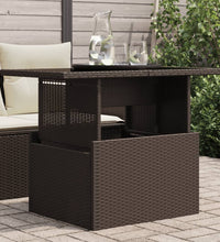 Gartentisch mit Glasplatte Braun 100x55x73 cm Poly Rattan