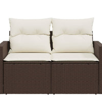 Gartensofa mit Kissen 2-Sitzer Braun Poly Rattan