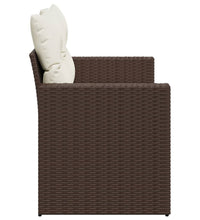 Gartensofa mit Kissen 2-Sitzer Braun Poly Rattan