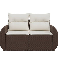 Gartensofa mit Kissen 2-Sitzer Braun Poly Rattan