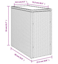 Garten-Beistelltisch mit Glasplatte Braun 58x27,5x55 cm Rattan