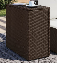 Garten-Beistelltisch mit Glasplatte Braun 58x27,5x55 cm Rattan