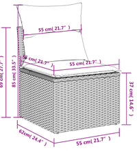 Gartensessel ohne Armlehnen mit Kissen Braun Poly Rattan