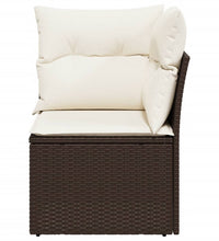 Garten-Ecksofa mit Kissen Braun Poly Rattan