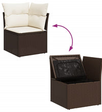 Garten-Ecksofa mit Kissen Braun Poly Rattan