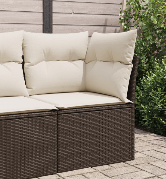 Garten-Ecksofa mit Kissen Braun Poly Rattan