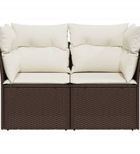 Gartensofa mit Kissen 2-Sitzer Braun Poly Rattan