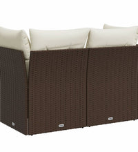 Gartensofa mit Kissen 2-Sitzer Braun Poly Rattan