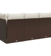 Gartensofa mit Kissen 3-Sitzer Braun Poly Rattan