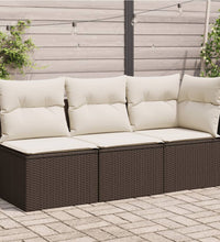 Gartensofa mit Kissen 3-Sitzer Braun Poly Rattan