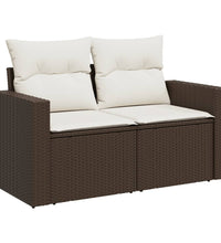 Gartensofa mit Kissen 2-Sitzer Braun Poly Rattan